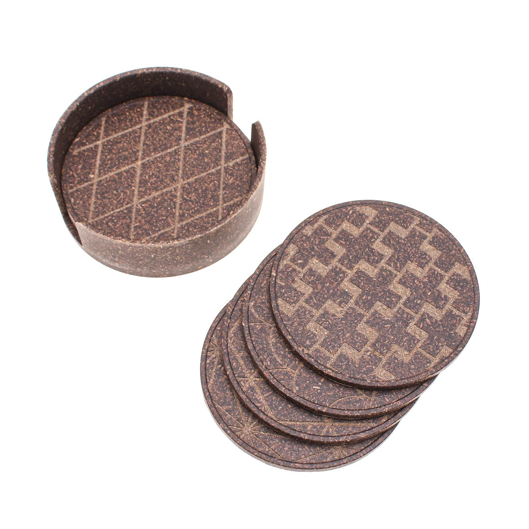 Set of 6 Espresso Recycled Rice Husk Bio-Composite Coasters - Espresso Inventions