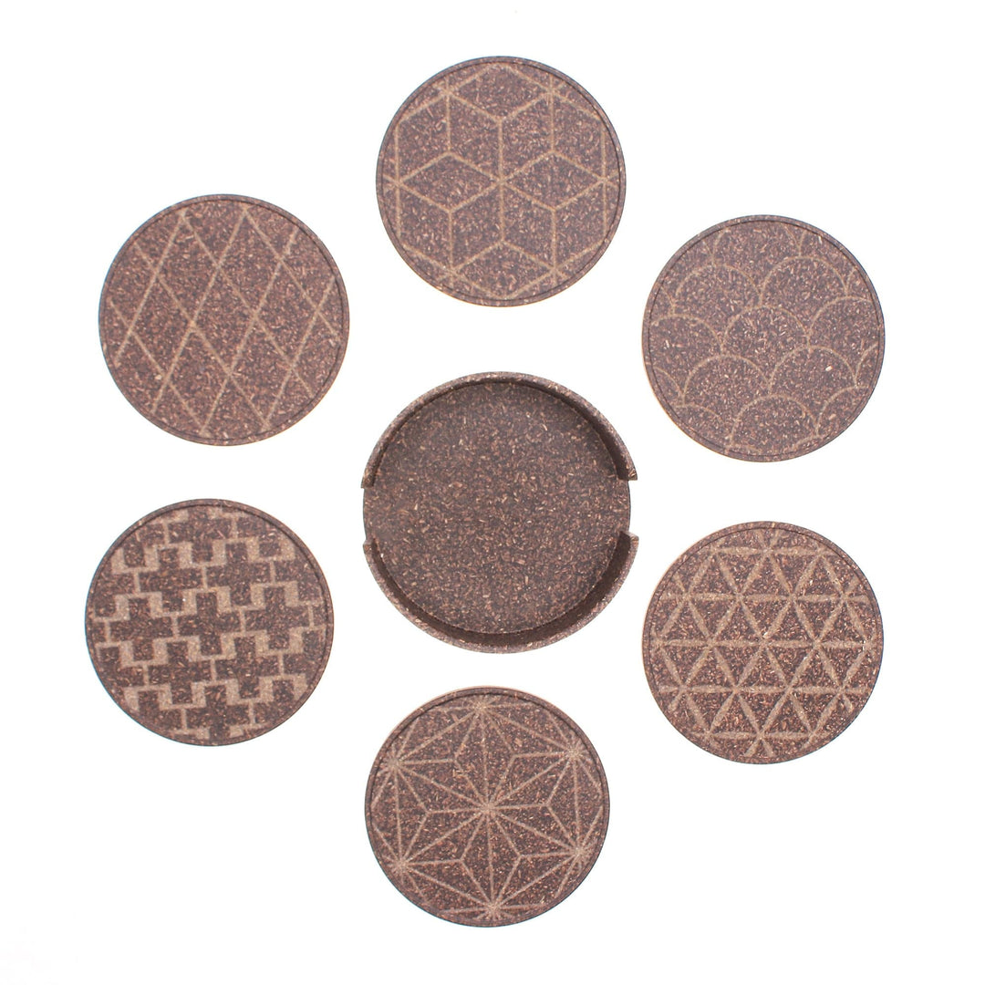 Set of 6 Espresso Recycled Rice Husk Bio-Composite Coasters - Espresso Inventions