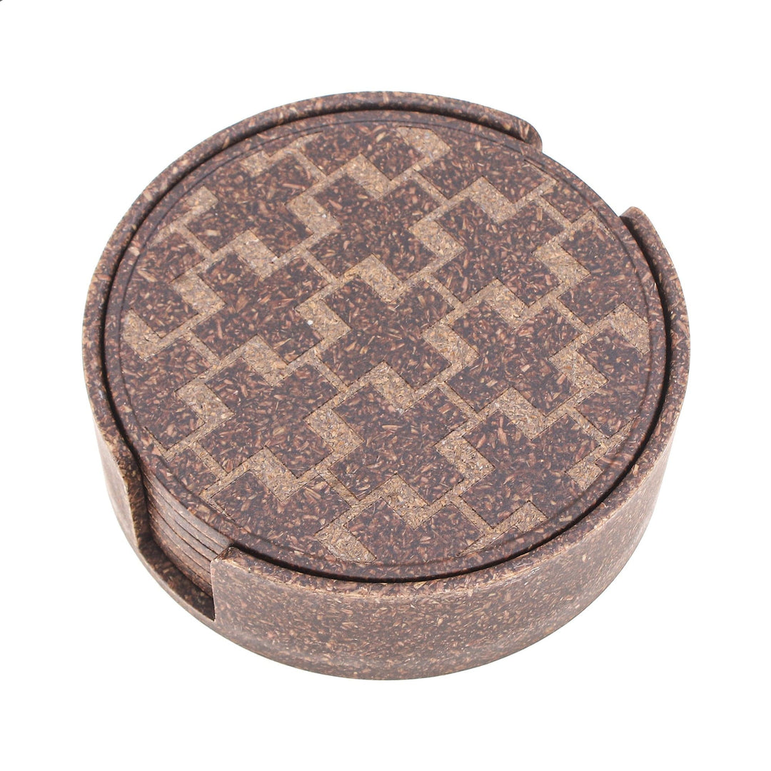 Set of 6 Espresso Recycled Rice Husk Bio-Composite Coasters - Espresso Inventions