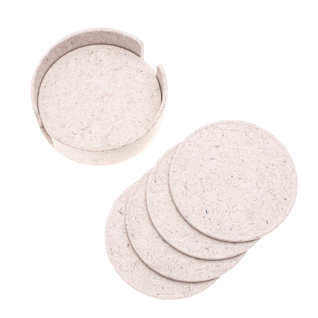 Set of 6 Ivory Recycled Coconut Fiber Bio-Composite Coasters - Modern Ivory