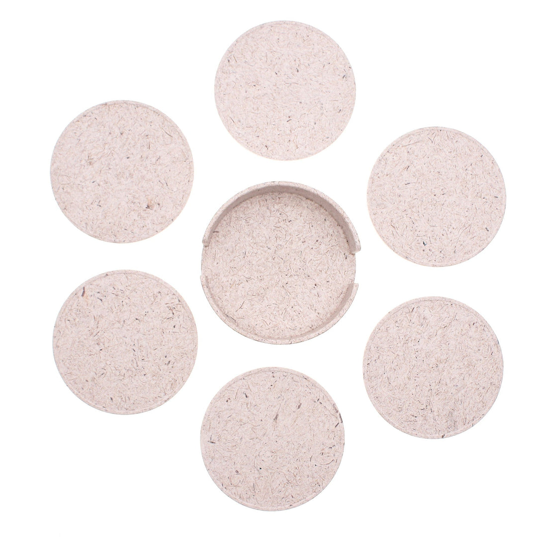 Set of 6 Ivory Recycled Coconut Fiber Bio-Composite Coasters - Modern Ivory