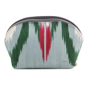 Cotton Cosmetic Bag with Ikat Patterns Crafted in Uzbekistan - Trendy Patterns