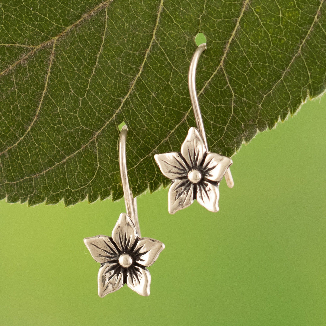 950 Silver Flower Drop Earrings Crafted in Peru - Floral Magic
