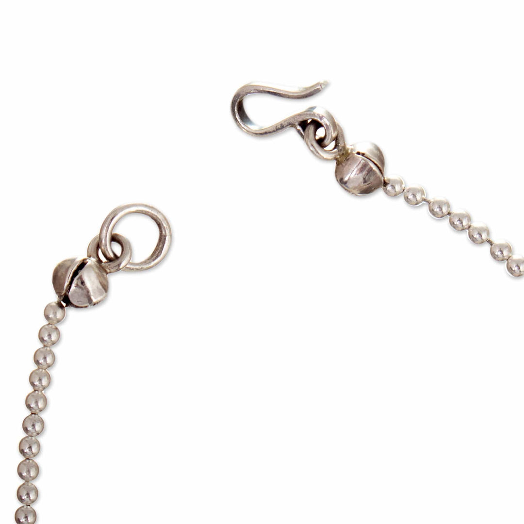 950 Silver Flower-Themed Pendant Bracelet Crafted in Peru - Sunflower Splendor