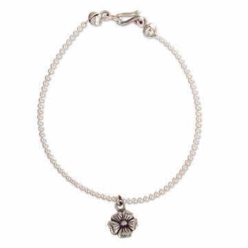 950 Silver Flower Pendant Bracelet Crafted in Peru - Floral Majesty