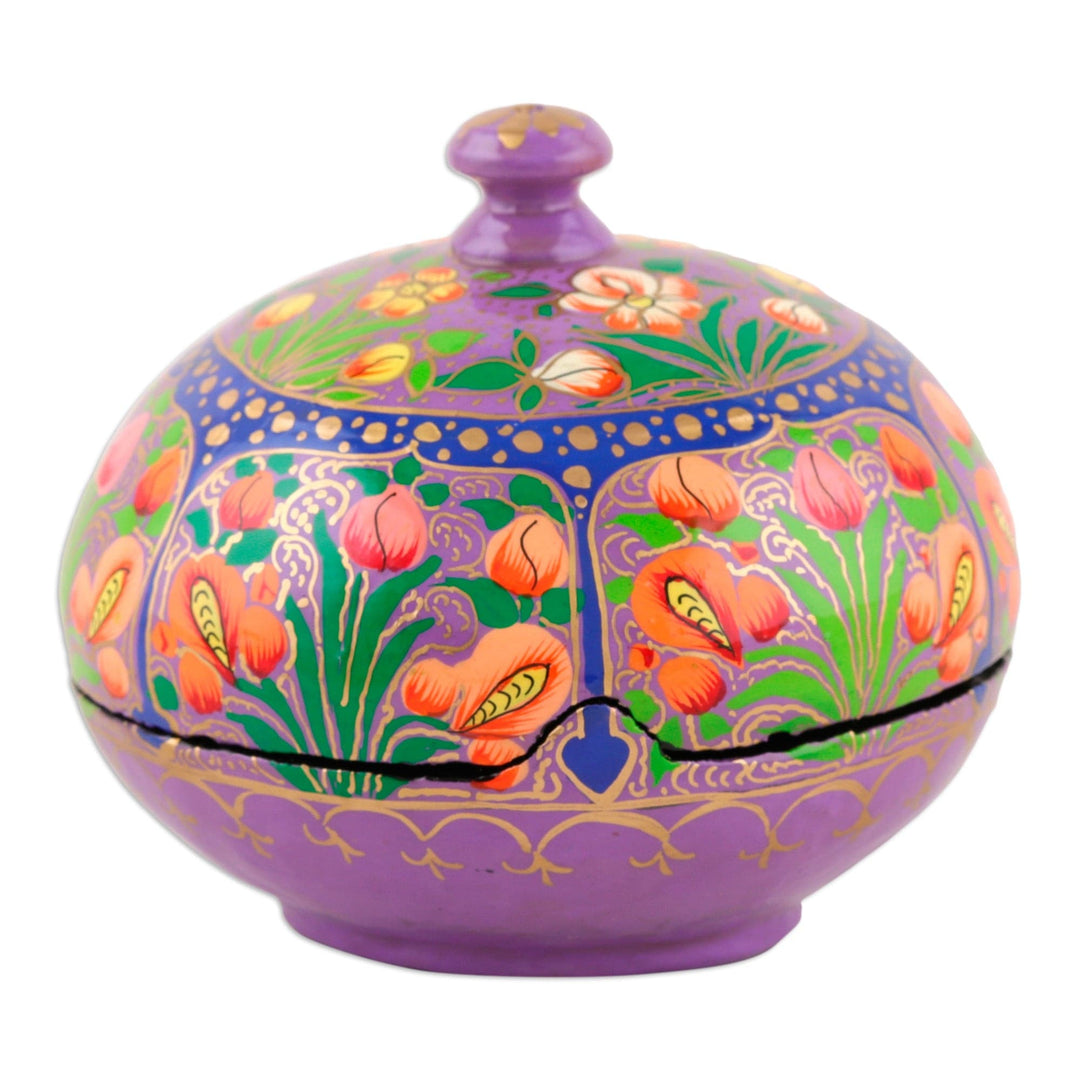 Hand-Painted Lavander Wood and Papier Mache Decorative Box - Lavender Haze