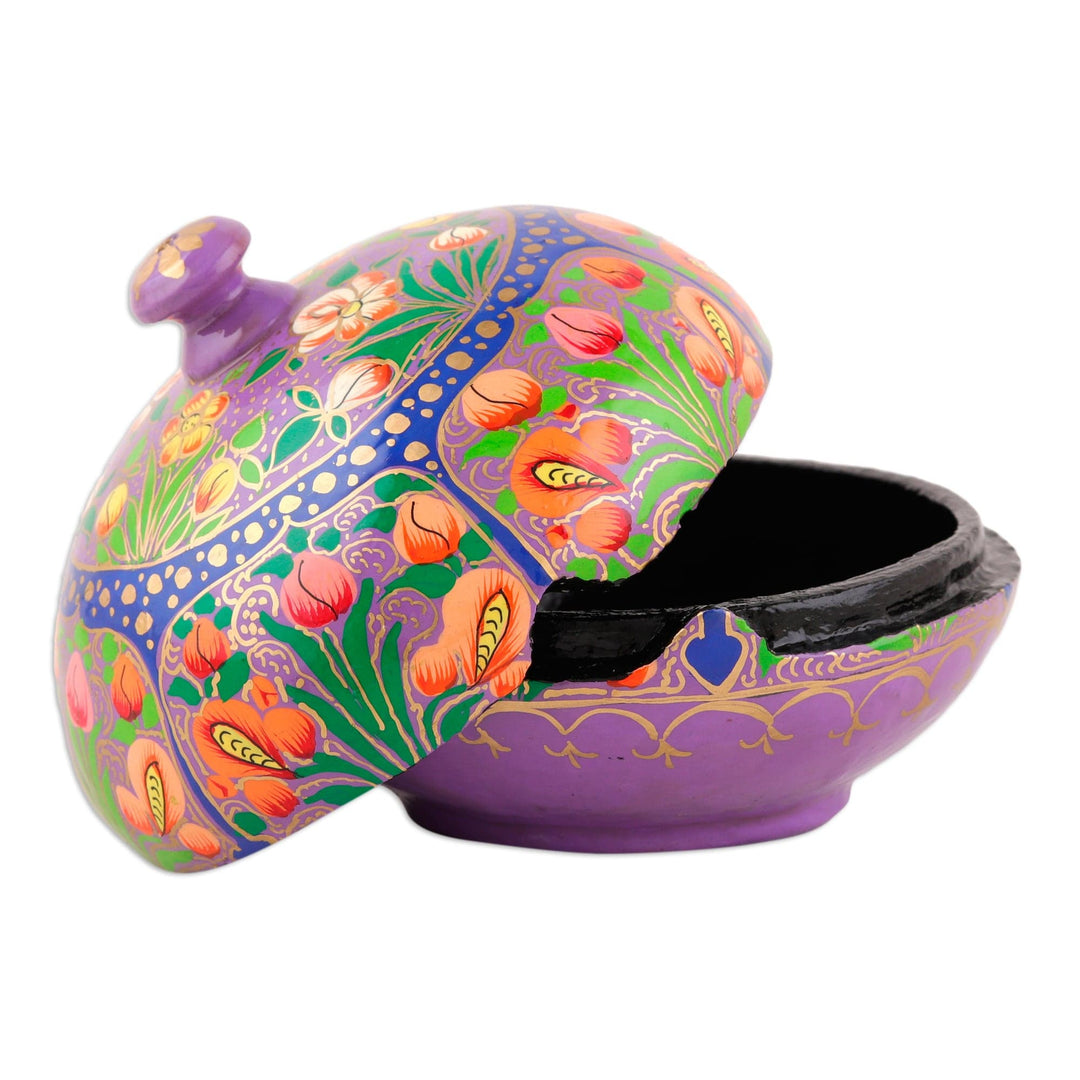 Hand-Painted Lavander Wood and Papier Mache Decorative Box - Lavender Haze