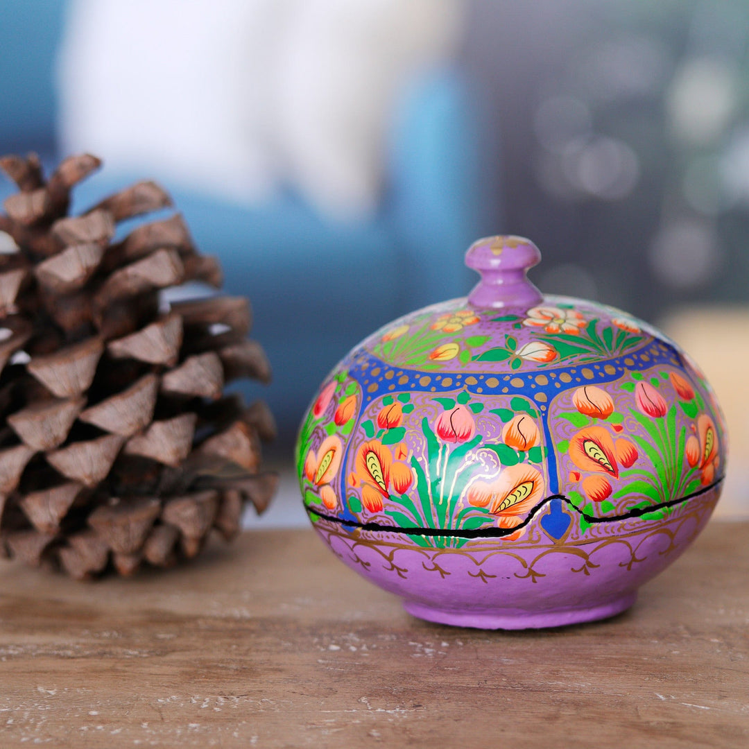 Hand-Painted Lavander Wood and Papier Mache Decorative Box - Lavender Haze