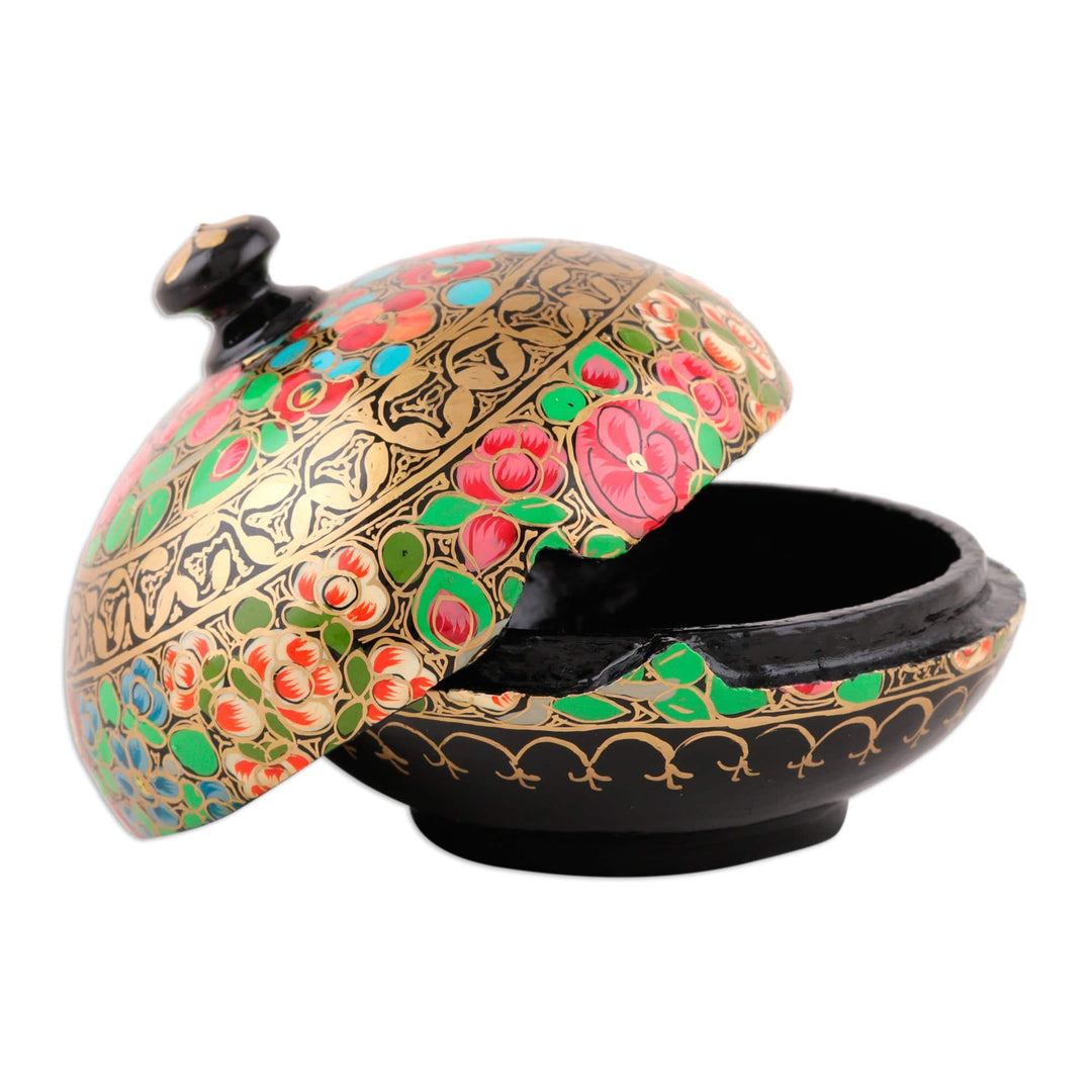 Hand-Painted Wood and Papier Mache Floral Decorative Box - Spellbinding Garden