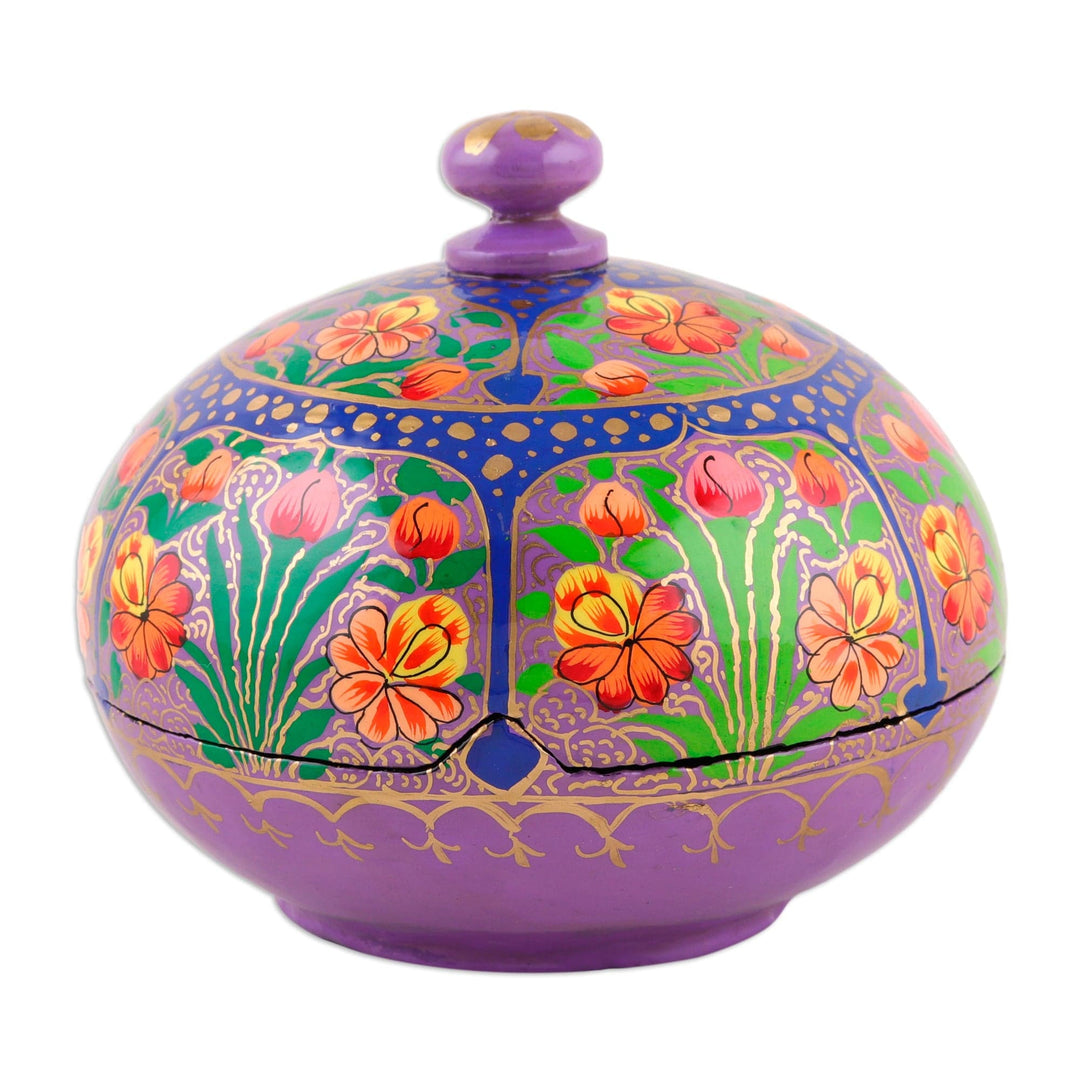 Hand-Painted Wood & Papier Mache Decorative Box in Lavander - Lavender Spring