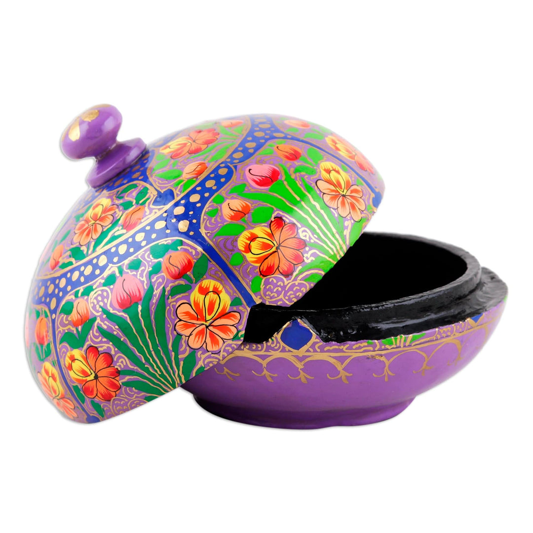 Hand-Painted Wood & Papier Mache Decorative Box in Lavander - Lavender Spring