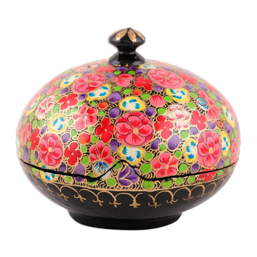 Colorful Wood and Papier Mache Floral Decorative Box - Blooming Kaleidoscope