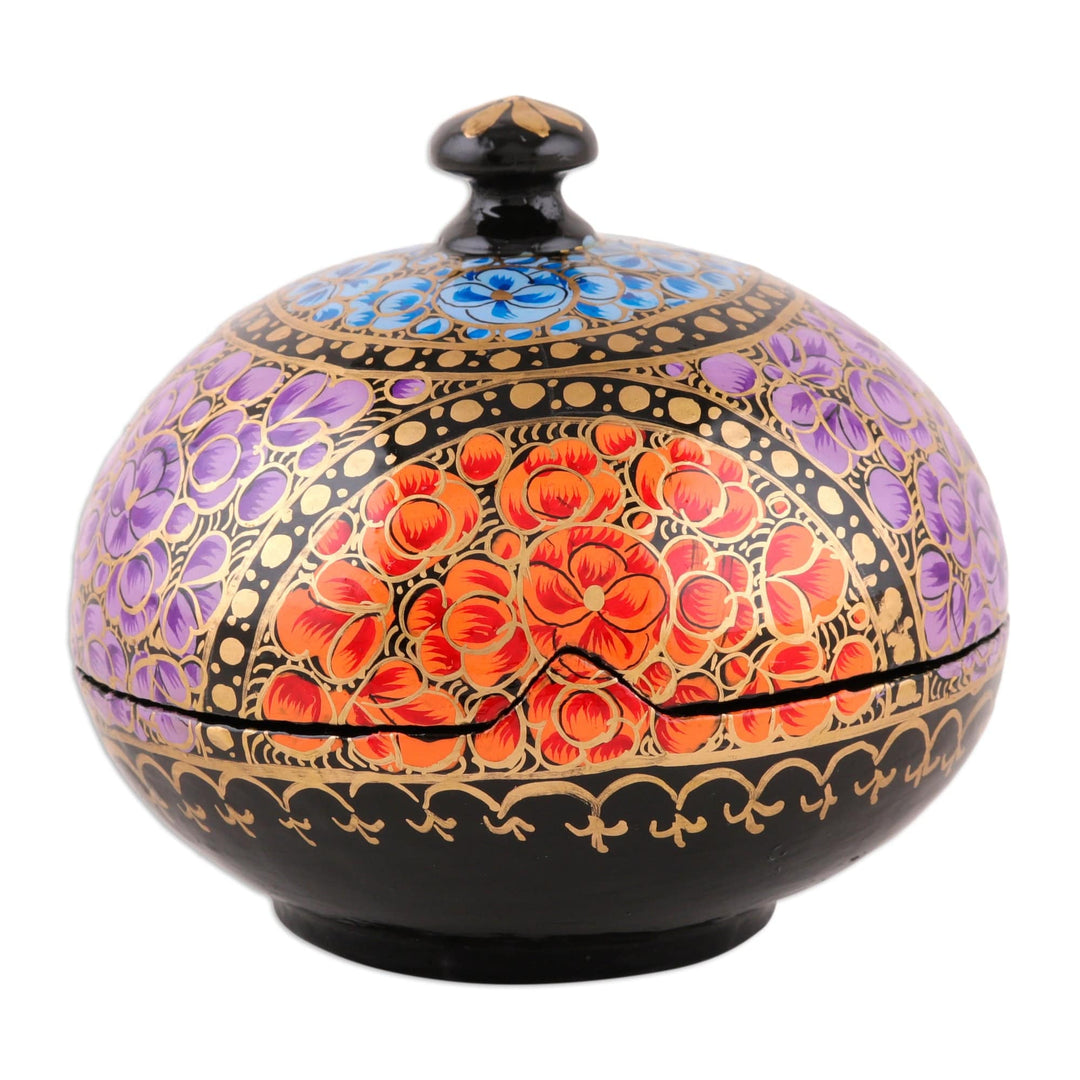 Wood and Papier Mache Floral Decorative Box with Lid - Hypnotic Garden