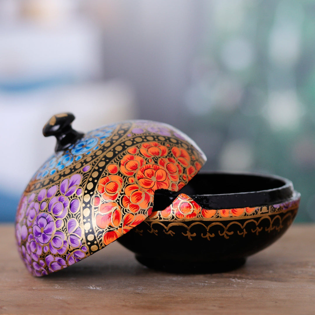 Wood and Papier Mache Floral Decorative Box with Lid - Hypnotic Garden