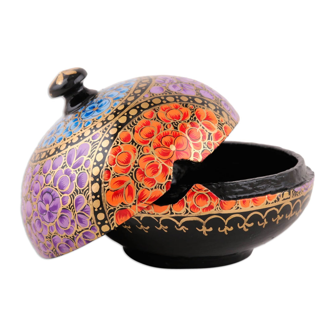 Wood and Papier Mache Floral Decorative Box with Lid - Hypnotic Garden