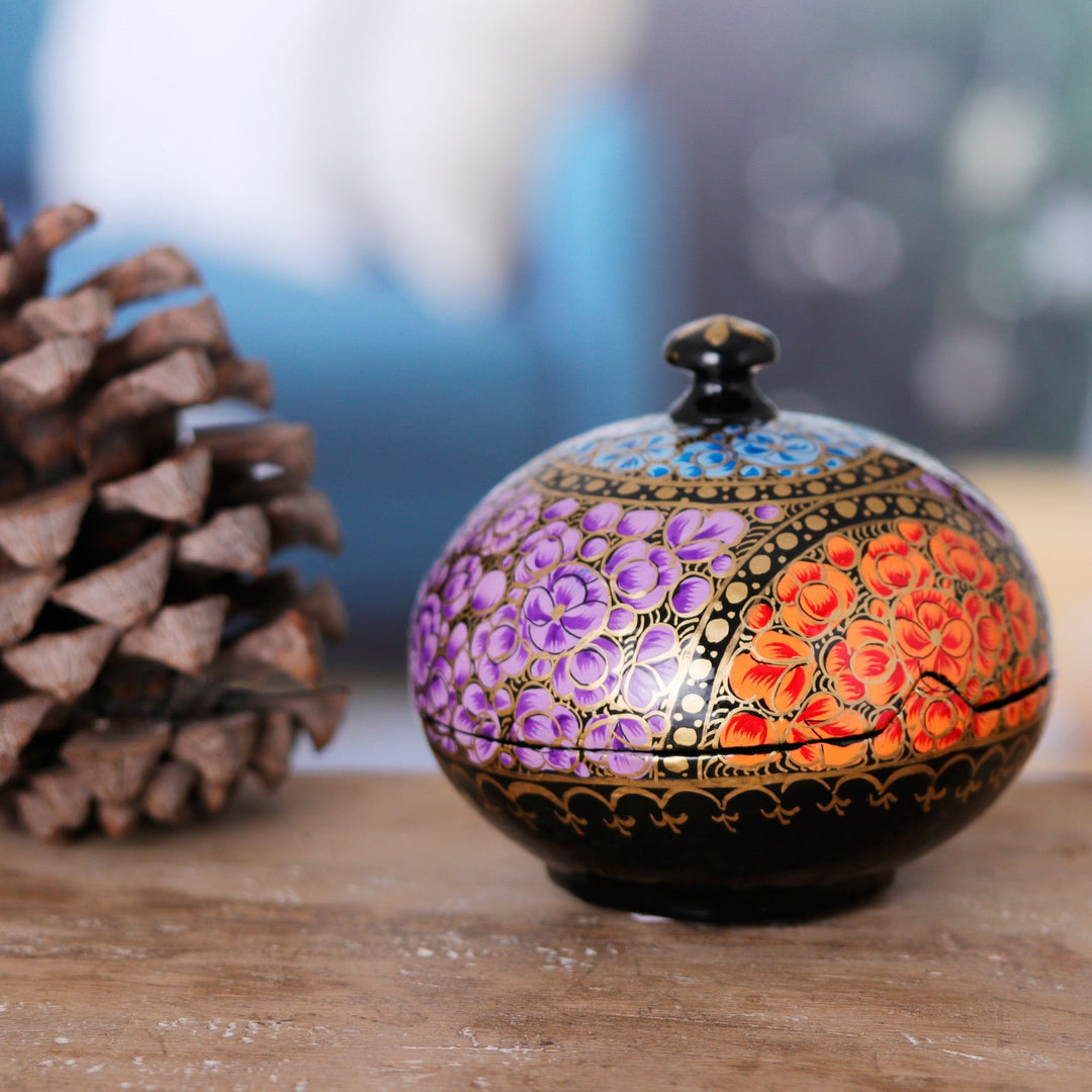 Wood and Papier Mache Floral Decorative Box with Lid - Hypnotic Garden
