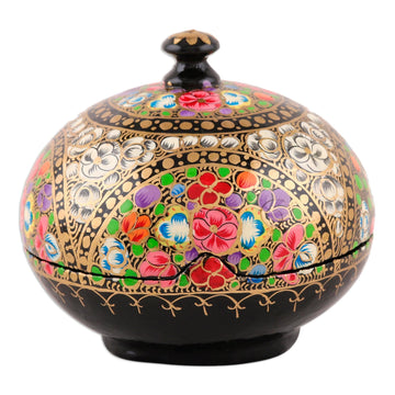 Wood and Papier Mache Decorative Box with Floral Motifs - Mesmerizing Garden