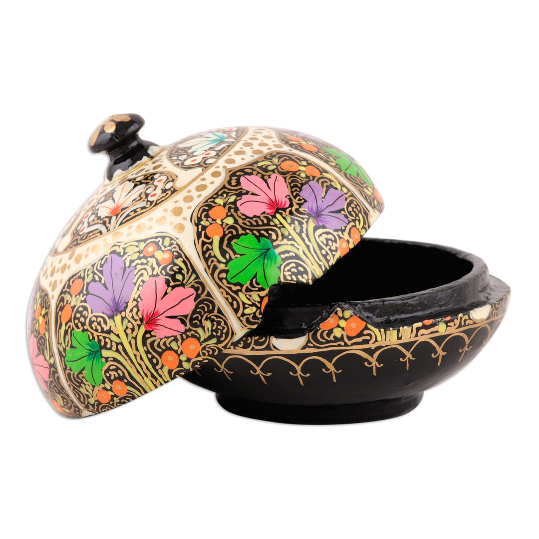 Wood & Papier Mache Decorative Box Hand-Painted in - Enchanting Blooms