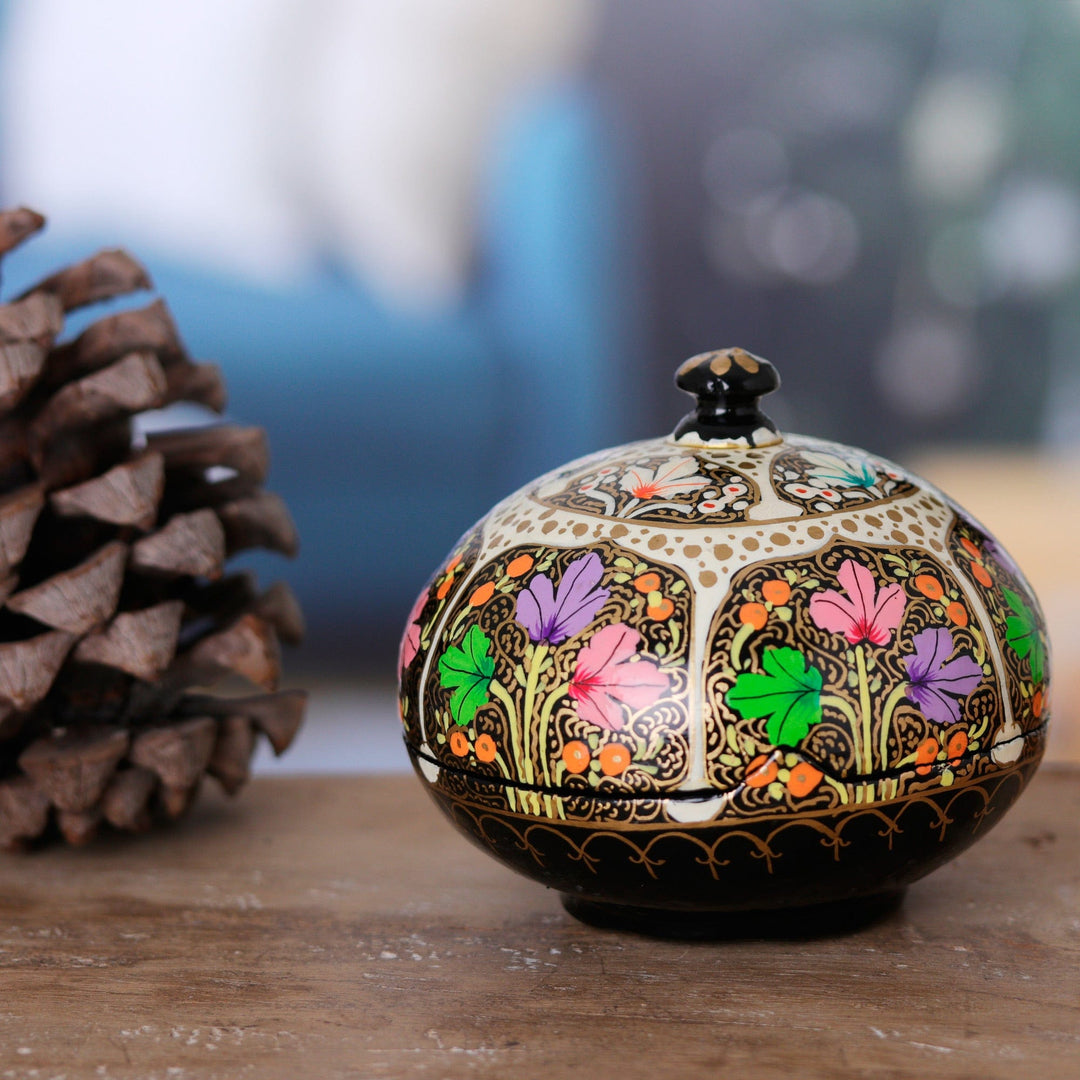Wood & Papier Mache Decorative Box Hand-Painted in - Enchanting Blooms