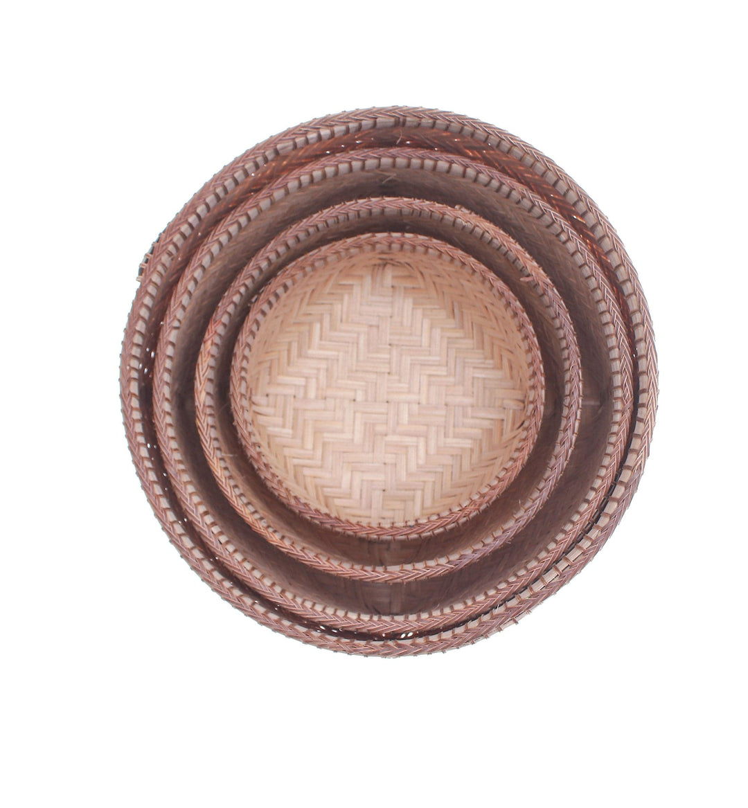 Set of 4 Hand-Woven Bamboo and Rattan Nesting Baskets - Thai Glamor