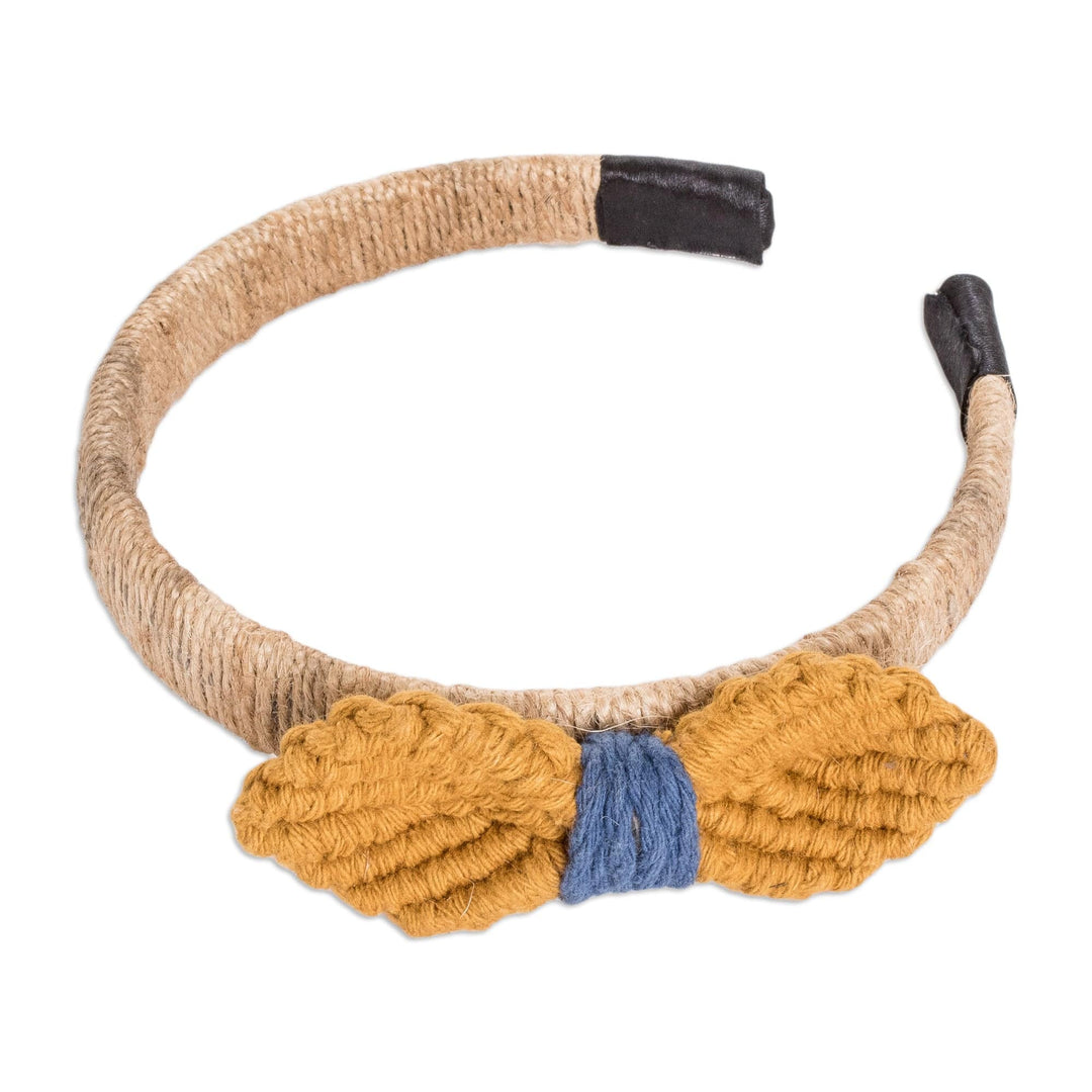 Handmade Jute Headband with Cotton Macrame Bow - Bright Day
