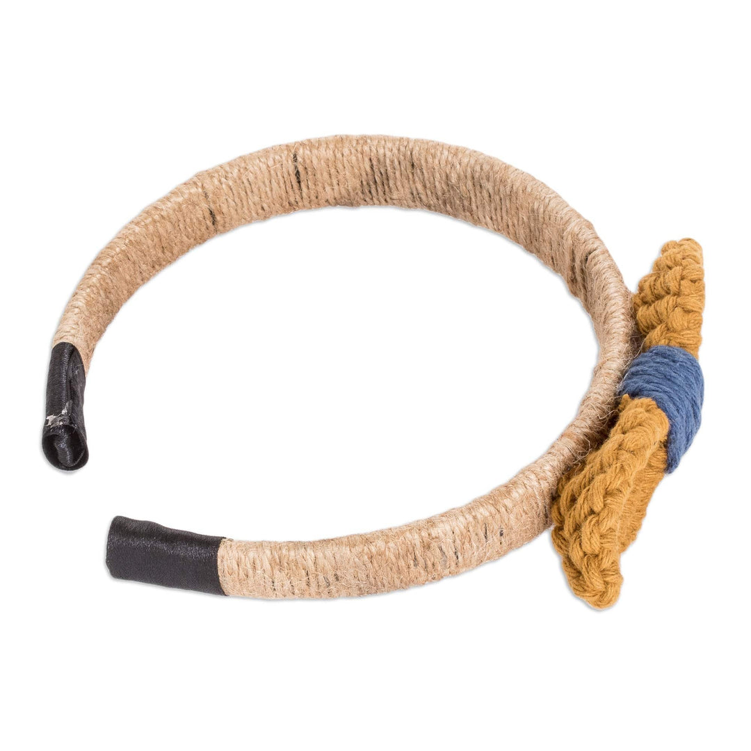 Handmade Jute Headband with Cotton Macrame Bow - Bright Day
