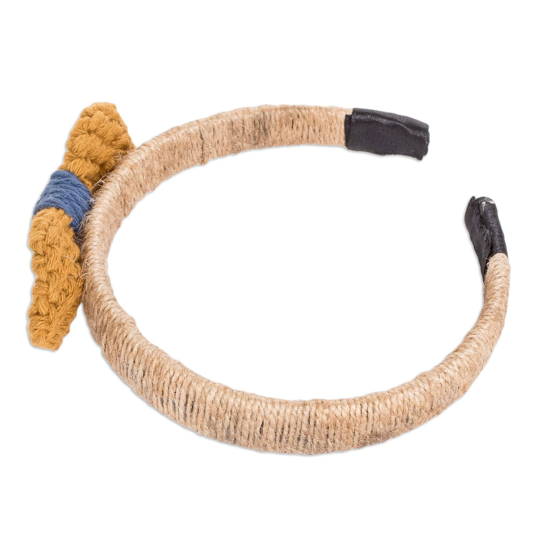 Handmade Jute Headband with Cotton Macrame Bow - Bright Day