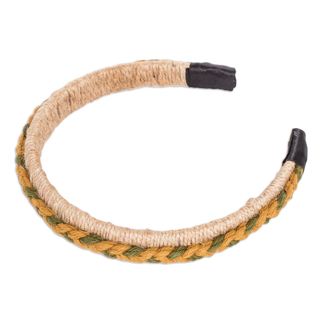 Handmade Jute Headband with Cotton Macrame Accent - Wooded Trail