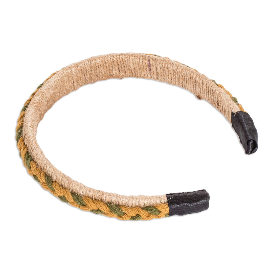 Handmade Jute Headband with Cotton Macrame Accent - Wooded Trail