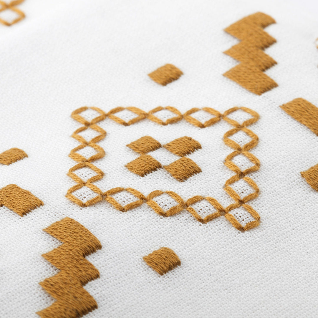 Embroidered Golden and White Cotton Tea Towels (Pair) - Treasure Diamonds
