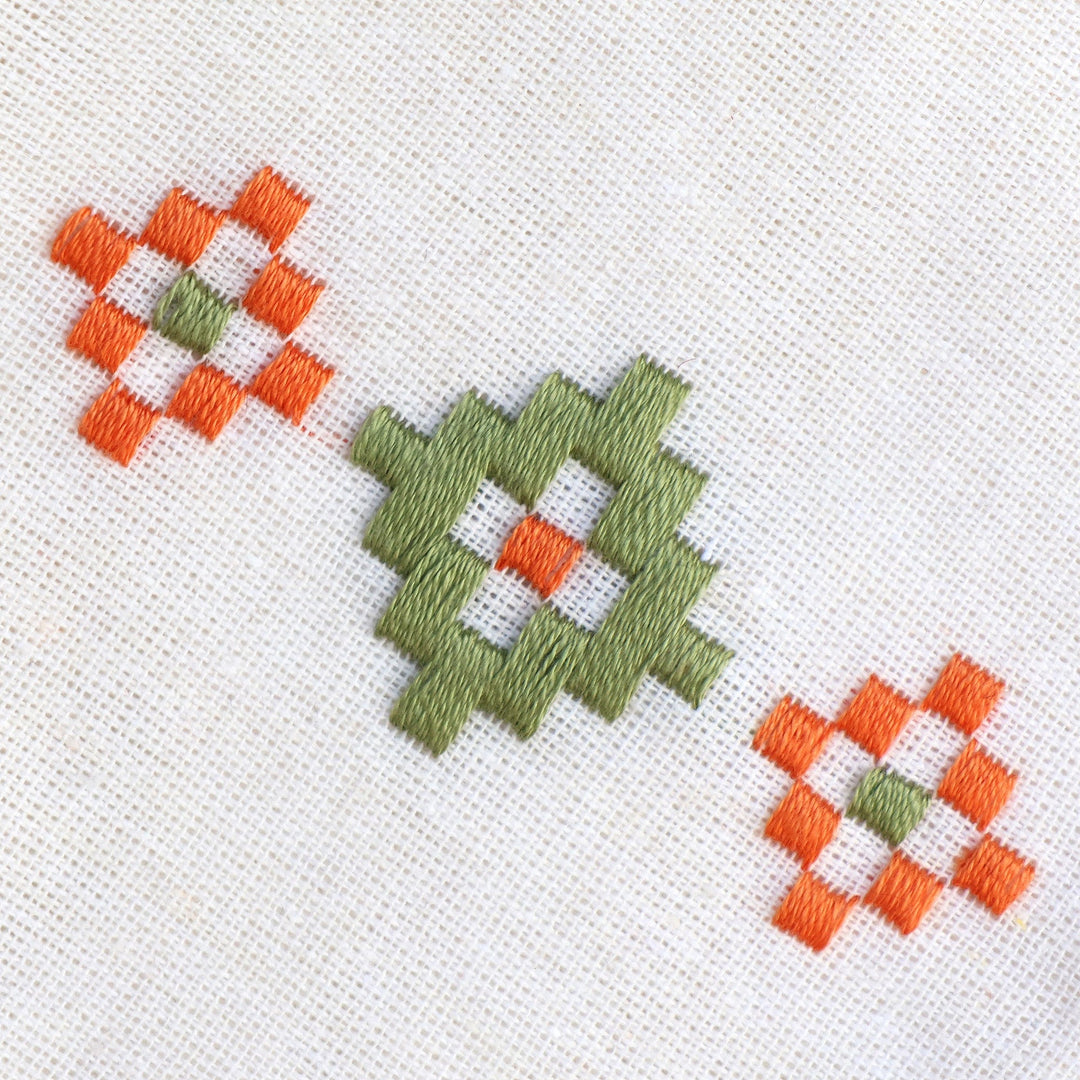 Set of 2 Embroidered Cotton Pouches from Armenia - Spring Mist