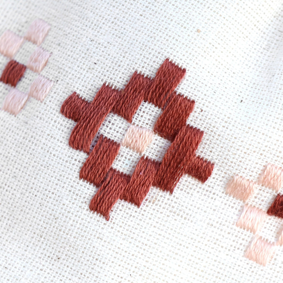 Set of 2 Embroidered Cotton Pouches from Armenia - Latte