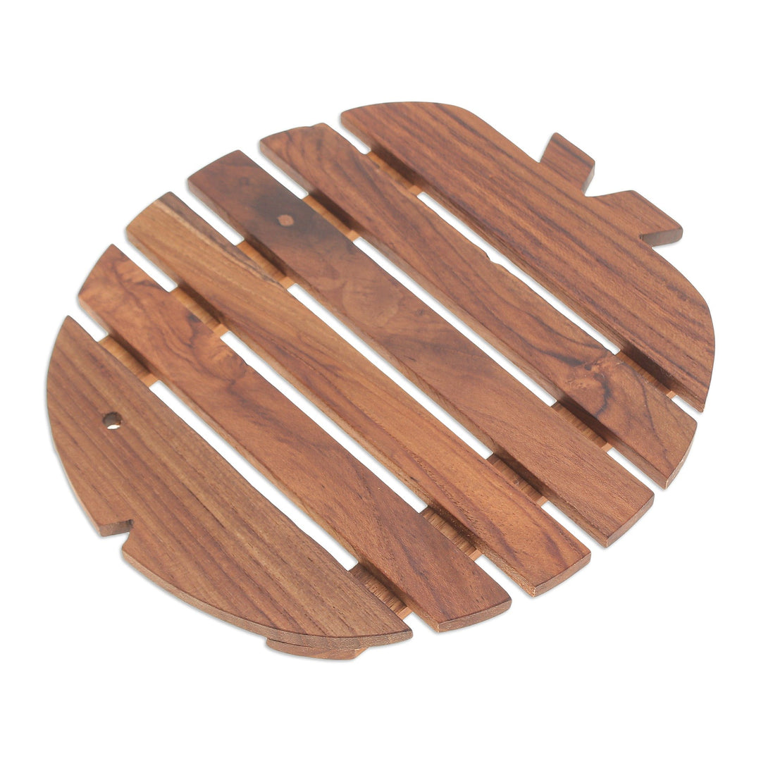 Fish-Shaped Teak Wood Pot Stand Handcrafted in Thailand - Marine Banquet