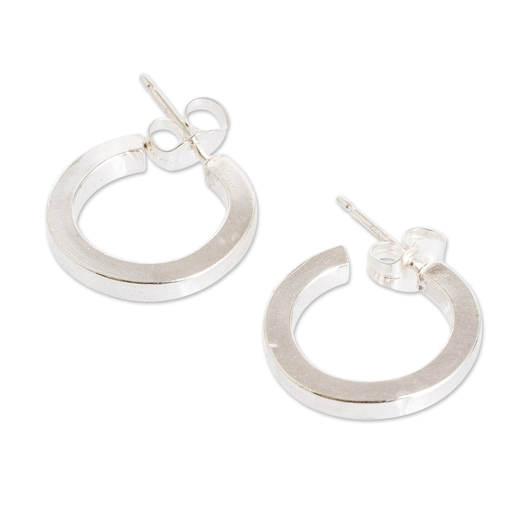 Sterling Silver Half-Hoop Earrings with Polished Finish - Classic Flair