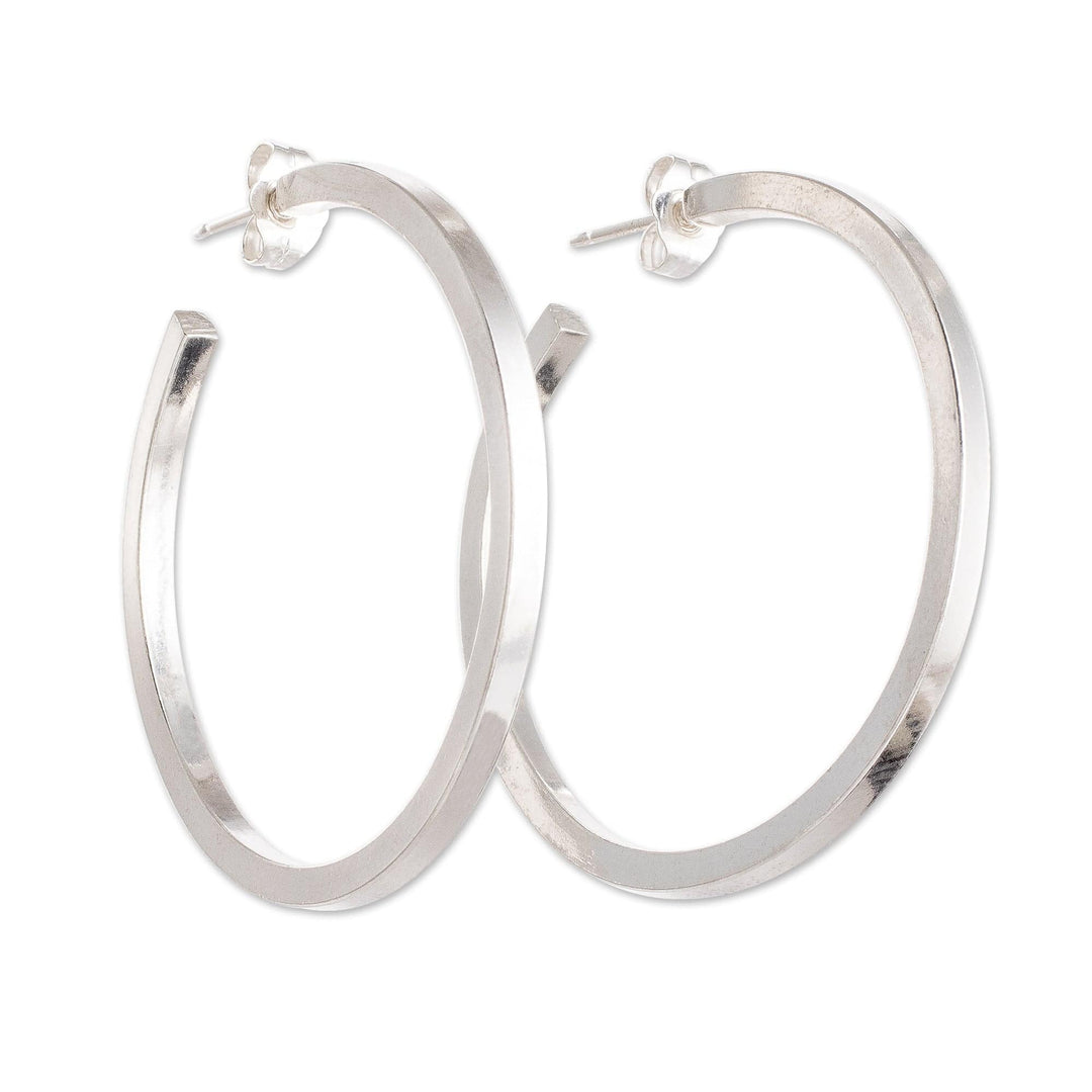 Classic Sterling Silver Half-Hoop Earrings from Guatemala - Classic Glamor