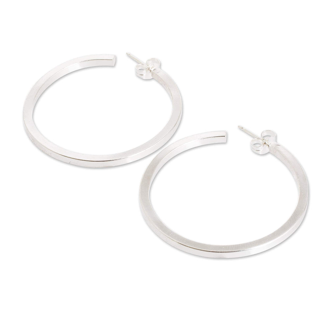 Classic Sterling Silver Half-Hoop Earrings from Guatemala - Classic Glamor