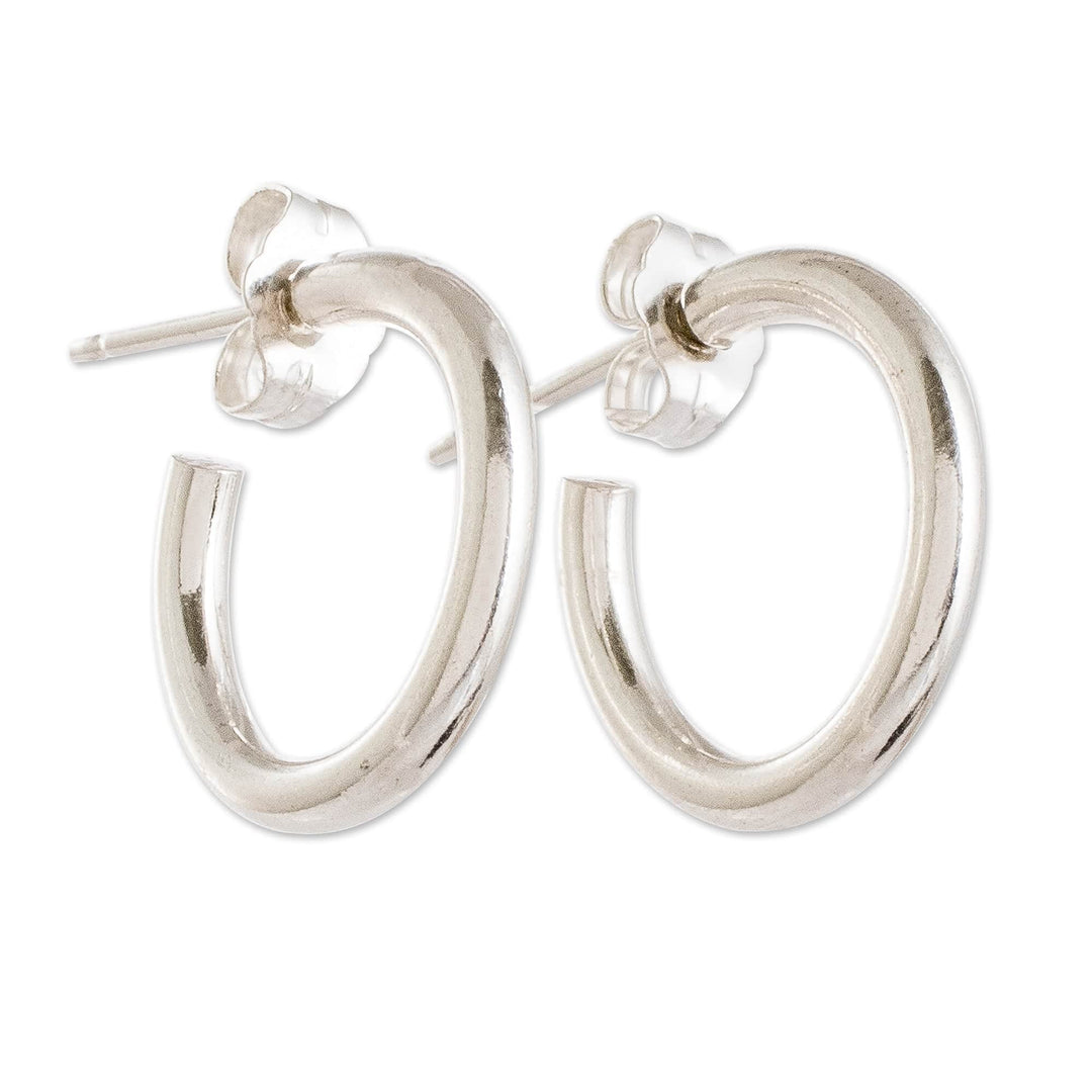 Lustrous 925 Silver Half-Hoop Earrings Made in Guatemala - Radiant Circle