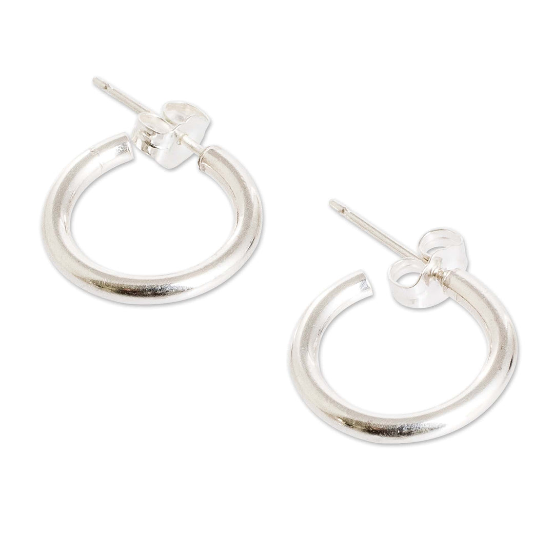 Lustrous 925 Silver Half-Hoop Earrings Made in Guatemala - Radiant Circle
