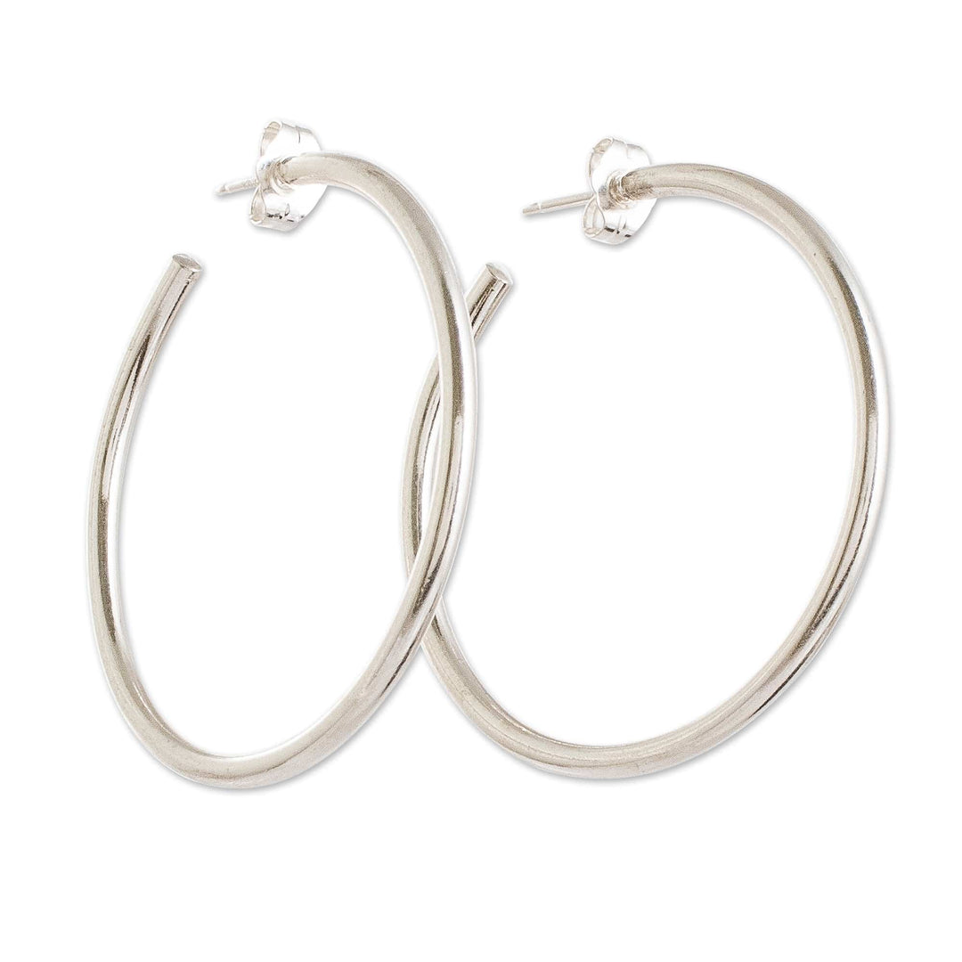 Sterling Silver Half-Hoop Earrings Crafted in Guatemala - Brilliant Circle