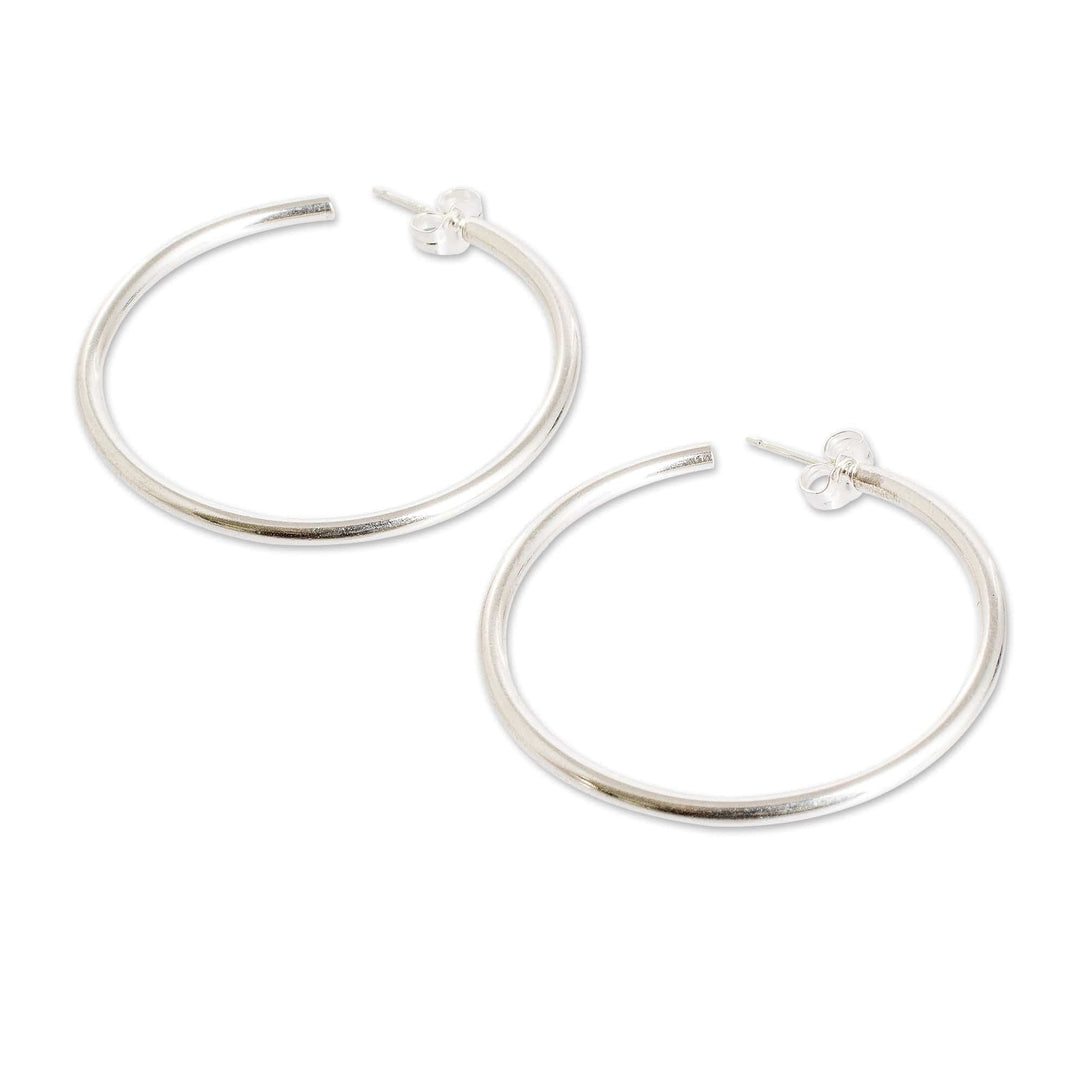 Sterling Silver Half-Hoop Earrings Crafted in Guatemala - Brilliant Circle