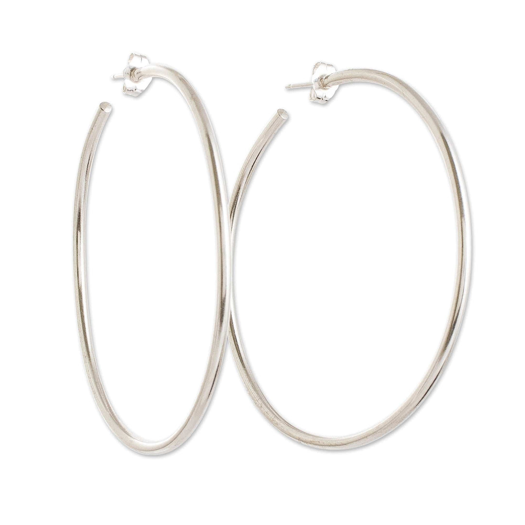 Fashionable 925 Silver Half-Hoop Earrings from Guatemala - Gleaming Circle
