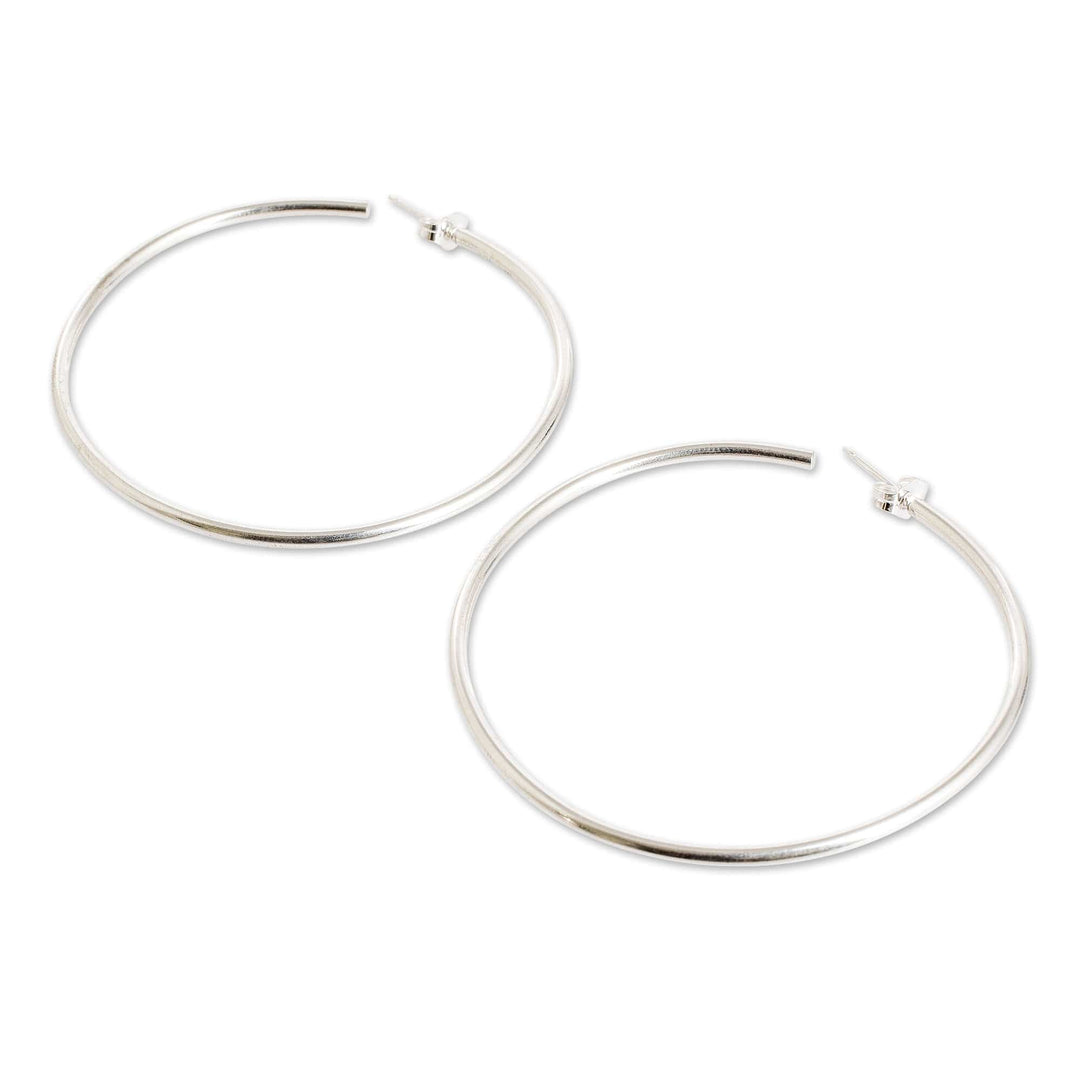 Fashionable 925 Silver Half-Hoop Earrings from Guatemala - Gleaming Circle
