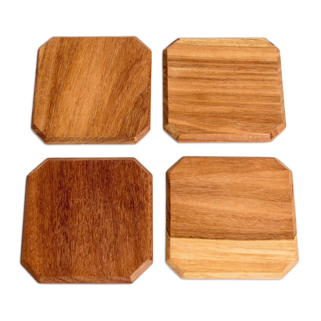 Set of 4 Hand-Carved Geometric Chichipate Wood Coasters - Resilience Stage