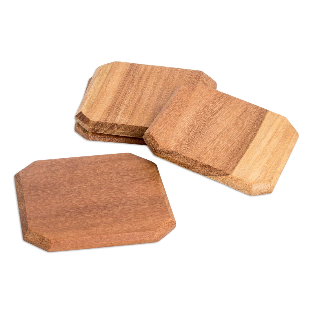 Set of 4 Hand-Carved Geometric Chichipate Wood Coasters - Resilience Stage