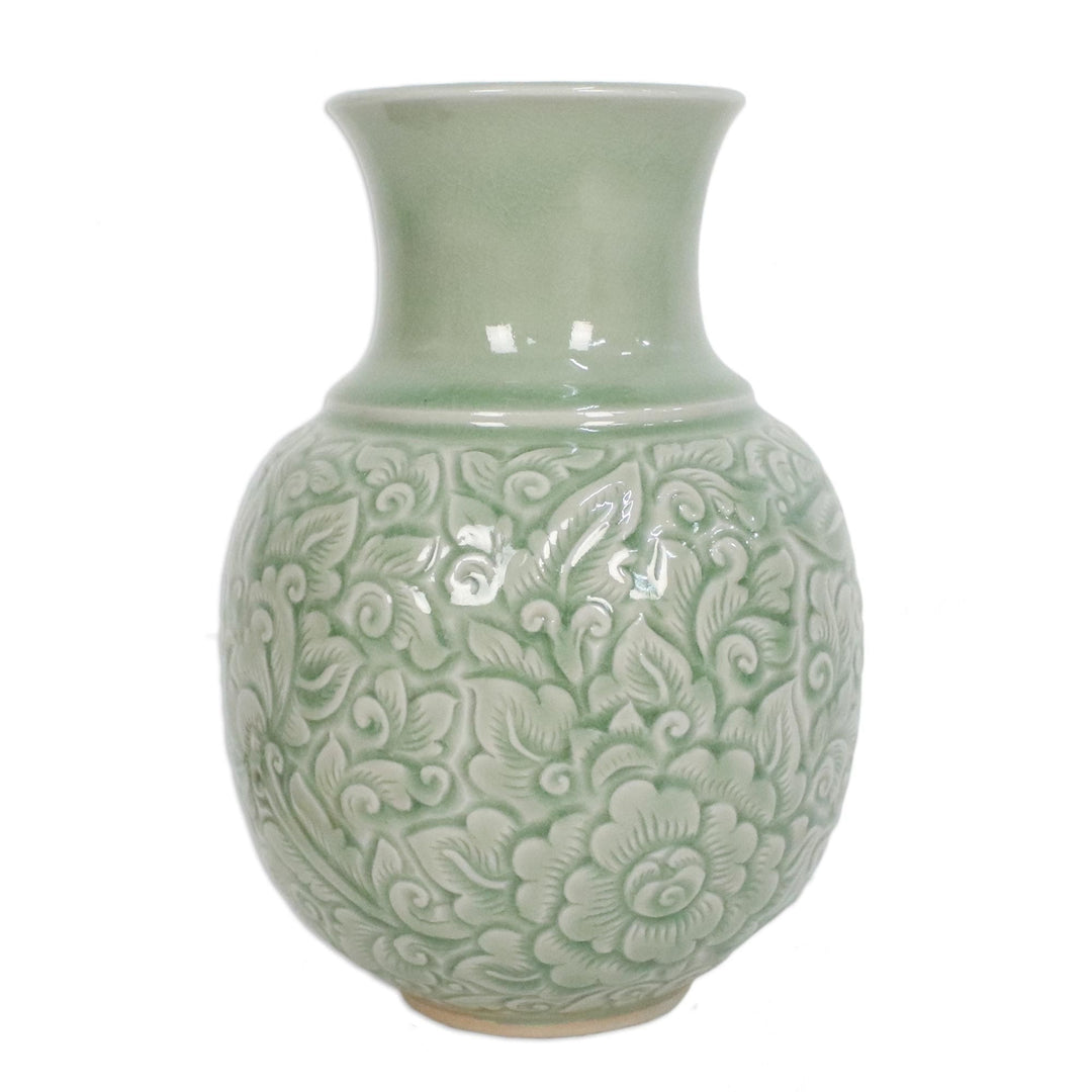 Celadon Ceramic Vase - Jade Landscape