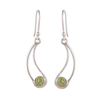 Abstract and Modern One-Carat Peridot Dangle Earrings - Abstract Fortune