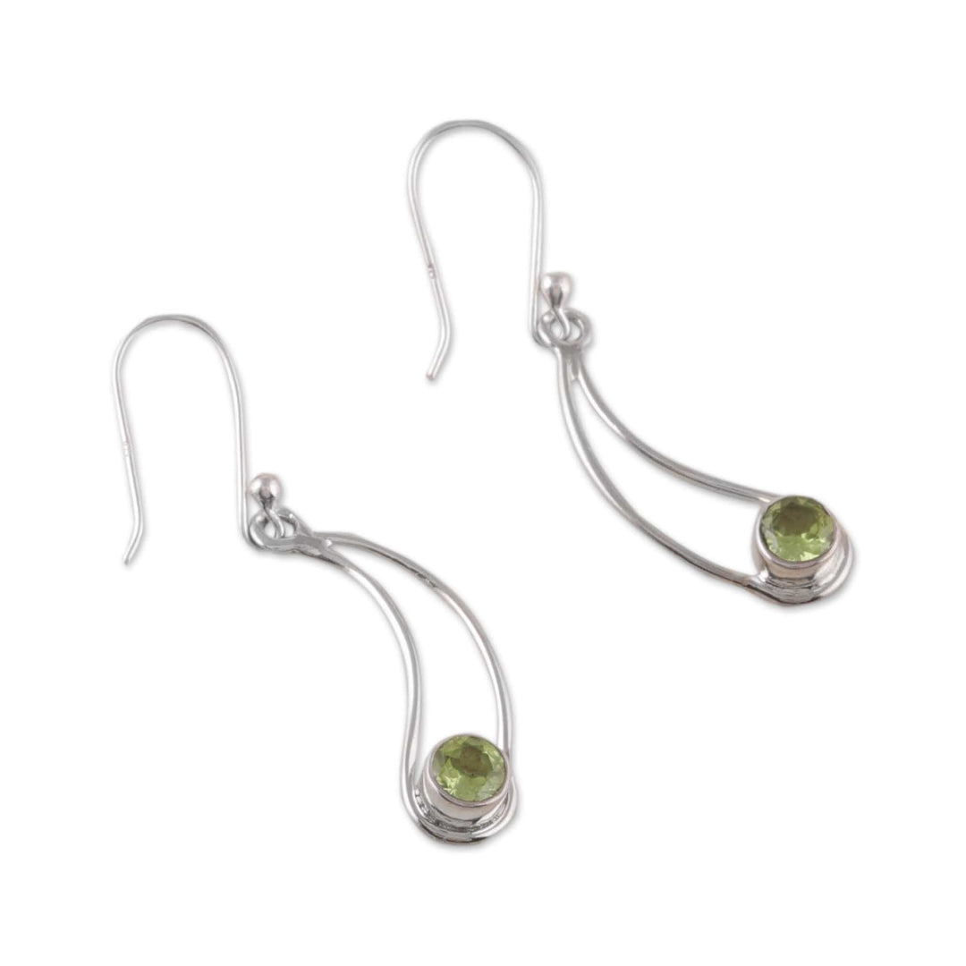 Abstract and Modern One-Carat Peridot Dangle Earrings - Abstract Fortune
