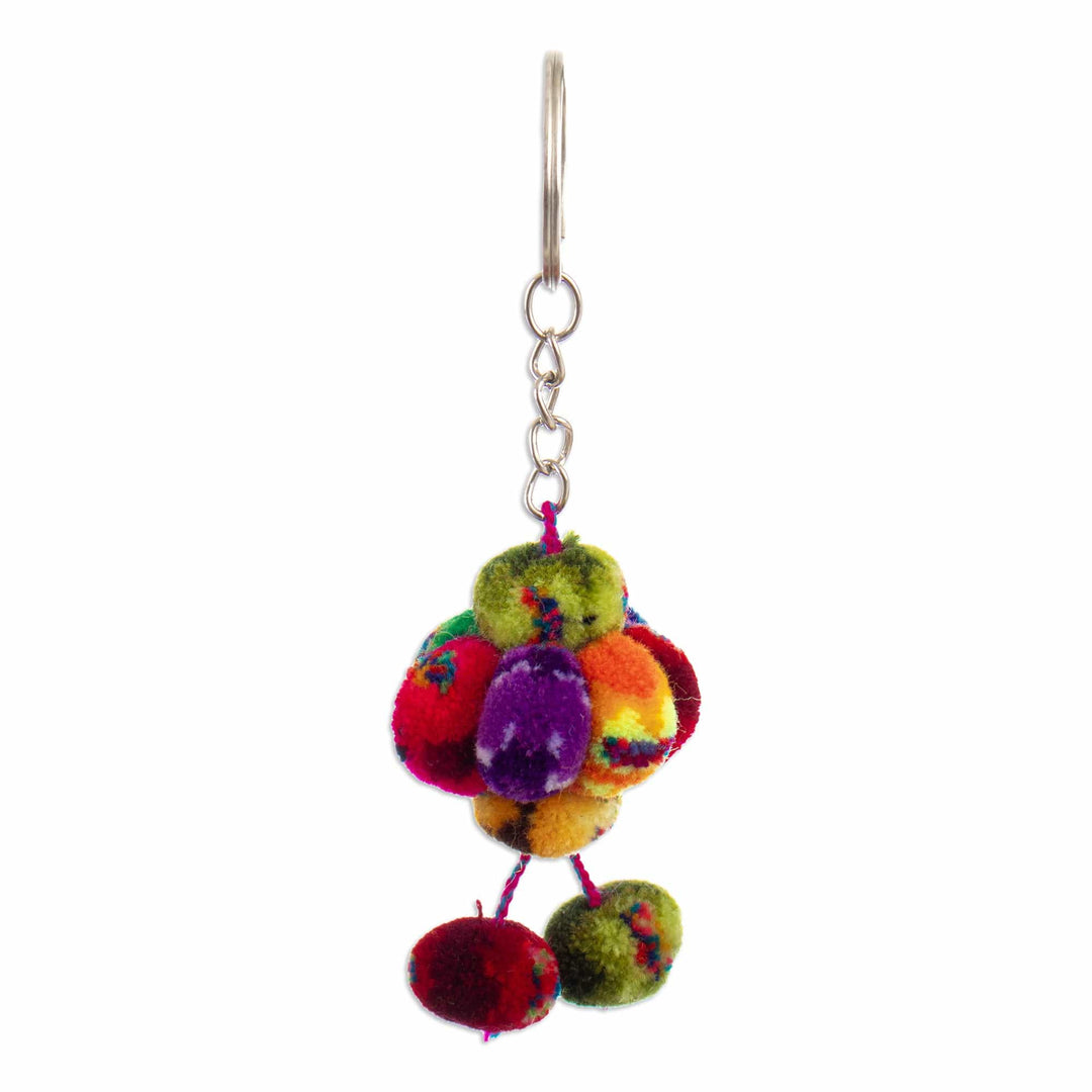 Multicolored Keychain with Pompoms Handcrafted in Peru - Andean Spinning Top