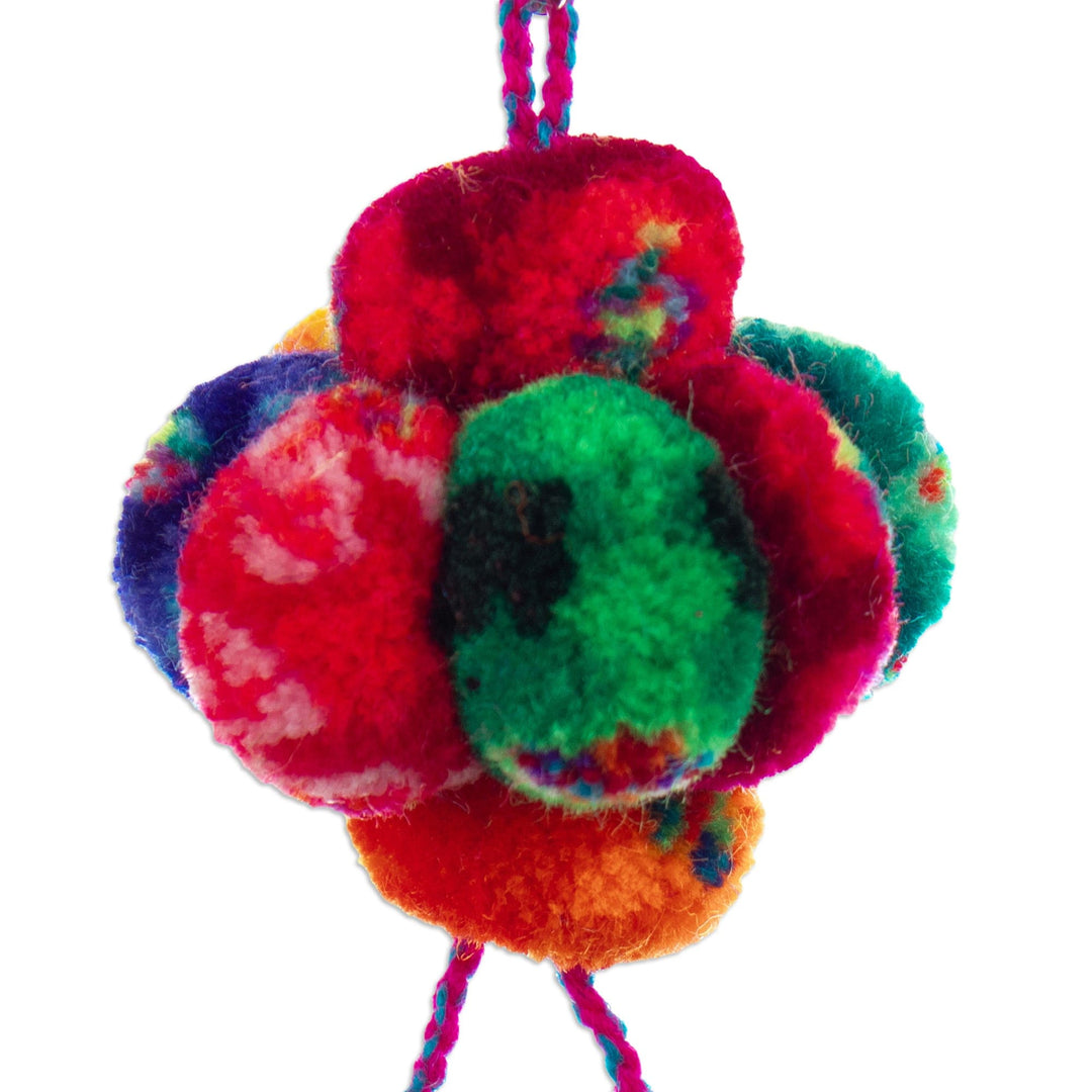 Multicolored Keychain with Pompoms Handcrafted in Peru - Andean Spinning Top