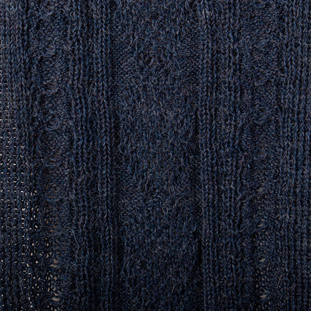 Soft Knit 100% Alpaca Scarf in an Indigo Base Hue - Indigo Braid